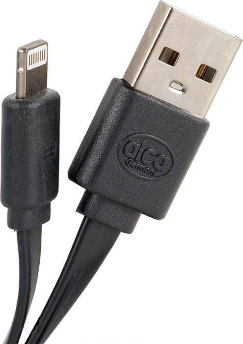 фото Кабель Alca Lightning USB 2.0, 510710, плоский, 1 м, черный