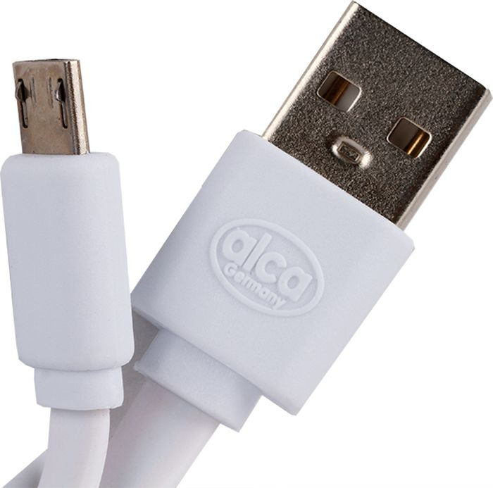 фото Кабель Alca Micro USB 2.0, 510620, плоский, 1 м, белый