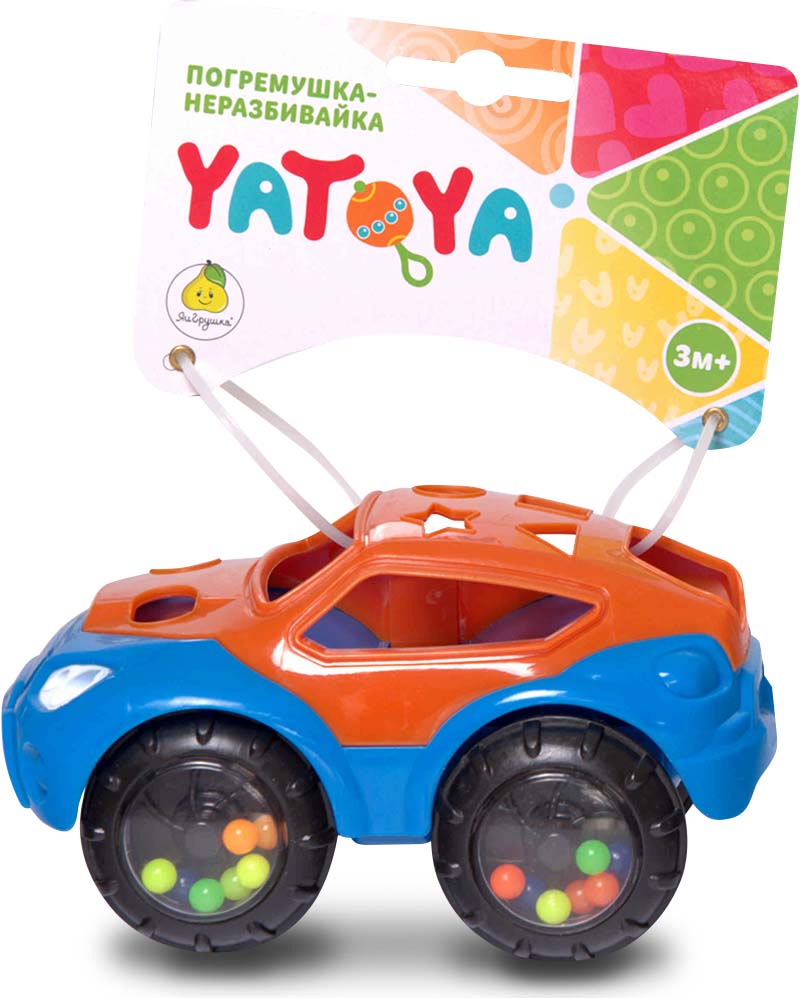 фото Машинка-игрушка ЯиГрушка "Погремушка-неразбивайка", 12022ЯиГ, оранжевый, синий