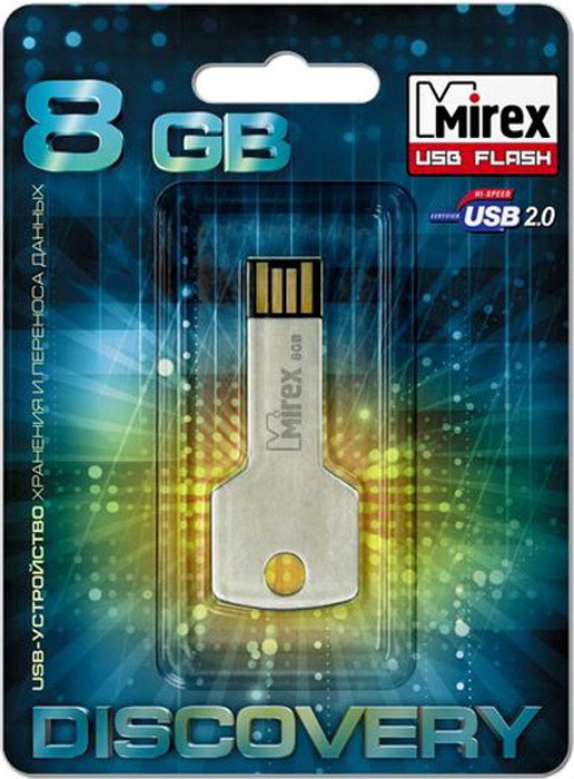 фото USB Флеш-накопитель Mirex Corner Key, 13600-DVRCOK08, 8GB, grey