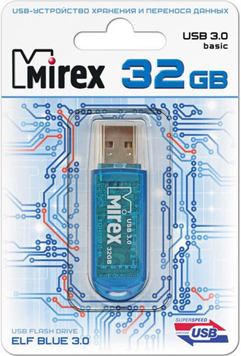 фото USB Флеш-накопитель Mirex Elf 3.0, 13600-FM3BEF32, 32GB, blue
