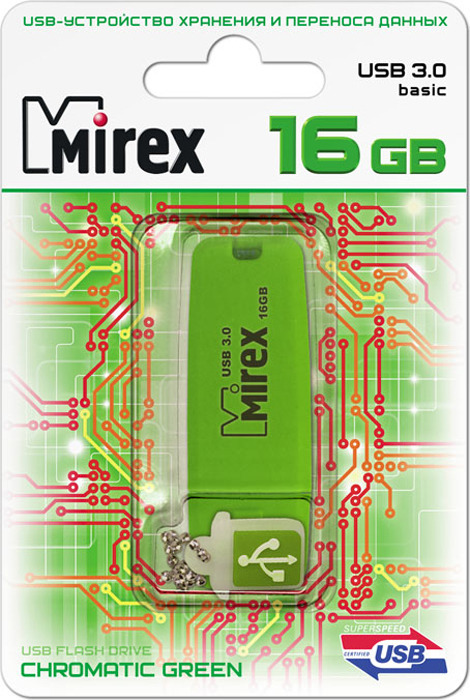 фото USB Флеш-накопитель Mirex Chromatic 3.0, 13600-FM3CGN16, 16GB, green