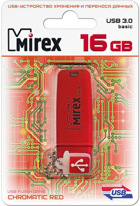 фото USB Флеш-накопитель Mirex Chromatic 3.0, 13600-FM3СHR16, 16GB, red