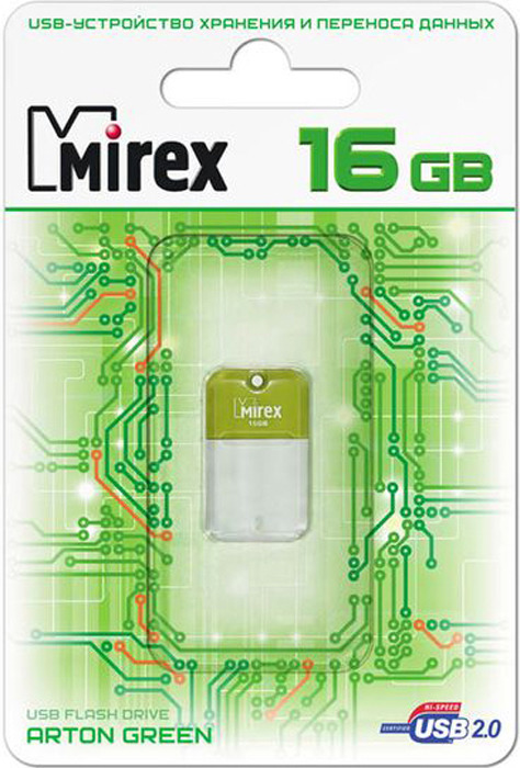 фото USB Флеш-накопитель Mirex Arton, 13600-FMUAGR16, 16GB, green