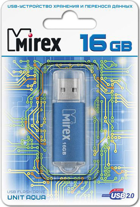 фото USB Флеш-накопитель Mirex Unit Aqua, 13600-FMUAQU16, 16GB, blue