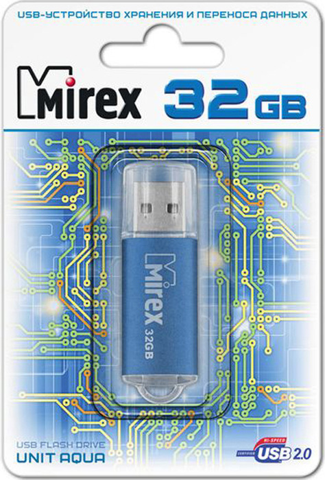 фото USB Флеш-накопитель Mirex Unit Aqua, 13600-FMUAQU32, 32GB, blue