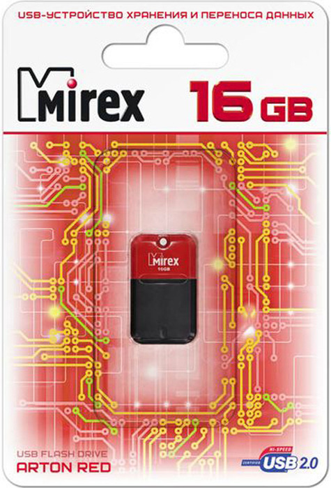 фото USB Флеш-накопитель Mirex Arton, 13600-FMUART16, 16GB, red