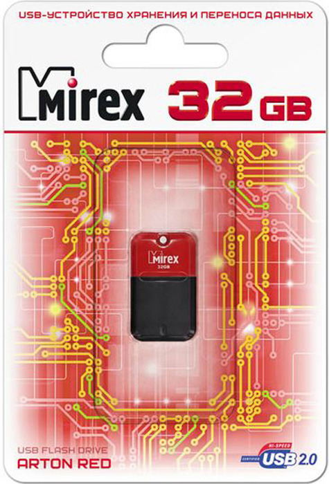 фото USB Флеш-накопитель Mirex Arton, 13600-FMUART32, 32GB, red