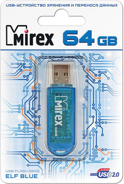 фото USB Флеш-накопитель Mirex Elf, 13600-FMUBLE64, 64GB, blue