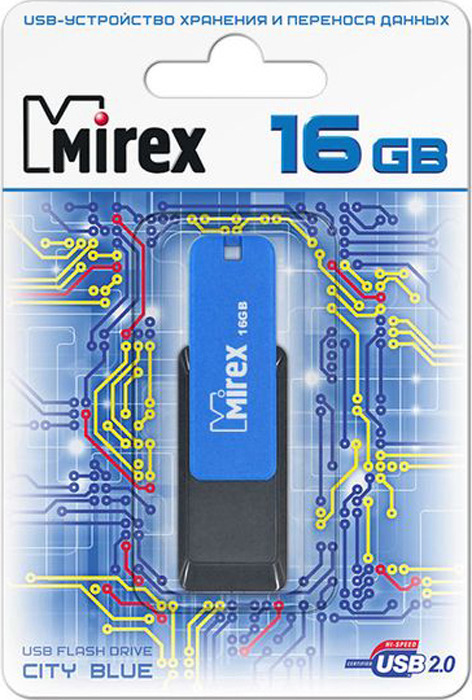 фото USB Флеш-накопитель Mirex City, 13600-FMUCIB16, 16GB, blue