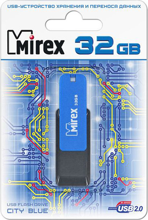 фото USB Флеш-накопитель Mirex City, 13600-FMUCIB32, 32GB, blue