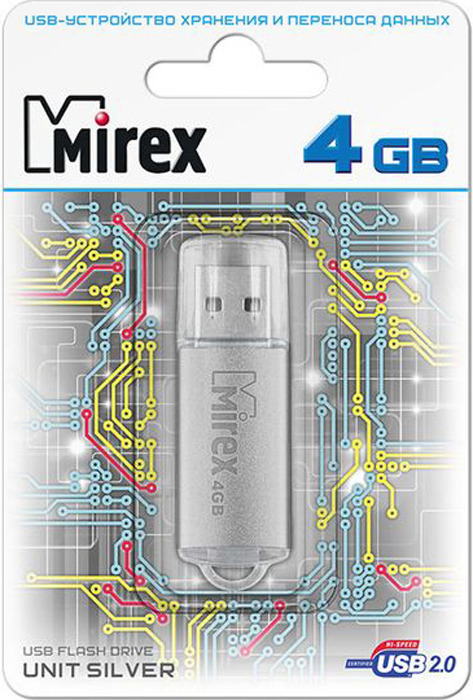 фото USB Флеш-накопитель Mirex Unit, 13600-FMUUSI04, 4GB, silver
