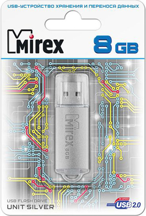 фото USB Флеш-накопитель Mirex Unit, 13600-FMUUSI08, 8GB, silver