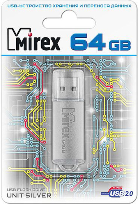 фото USB Флеш-накопитель Mirex Unit, 13600-FMUUSI64, 64GB, silver