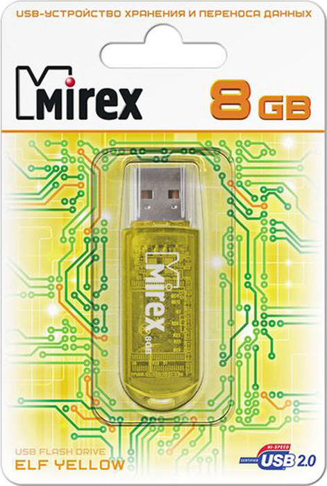 фото USB Флеш-накопитель Mirex Elf, 13600-FMUYEL08, 8GB, yellow