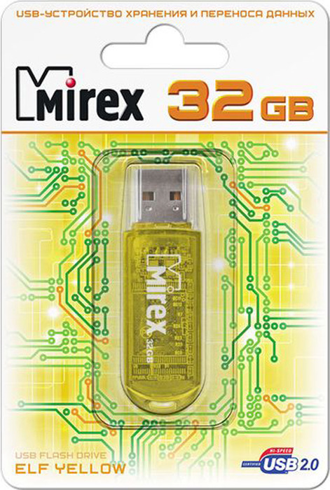 фото USB Флеш-накопитель Mirex Elf, 13600-FMUYEL32, 32GB, yellow