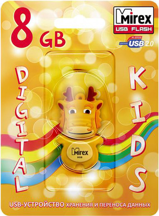 фото USB Флеш-накопитель Mirex Dragon, 13600-KIDDRY08, 8GB, yellow