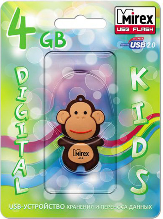 фото USB Флеш-накопитель Mirex Monkey, 13600-KIDMKB04, 4GB, brown