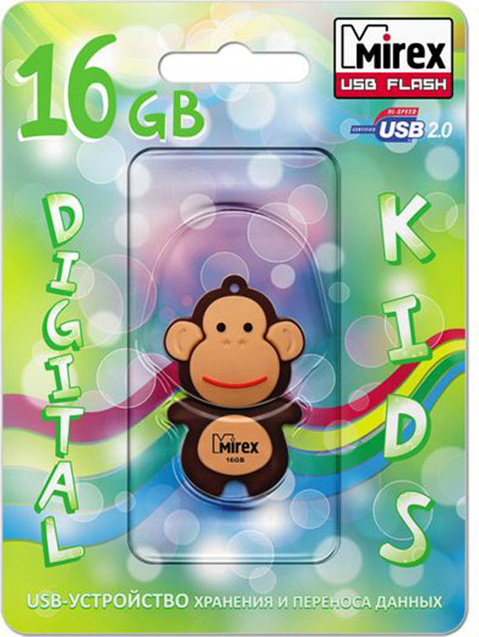 фото USB Флеш-накопитель Mirex Monkey, 13600-KIDMKB16, 16GB, brown