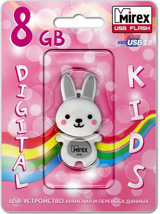фото USB Флеш-накопитель Mirex Rabbit, 13600-KIDRBG08, 8GB, grey