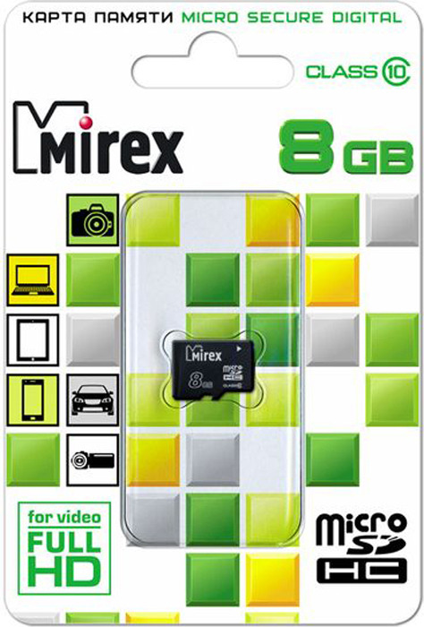 фото Карта памяти Mirex microSD Сlass 10, 13612-MC10SD08, 8GB, black