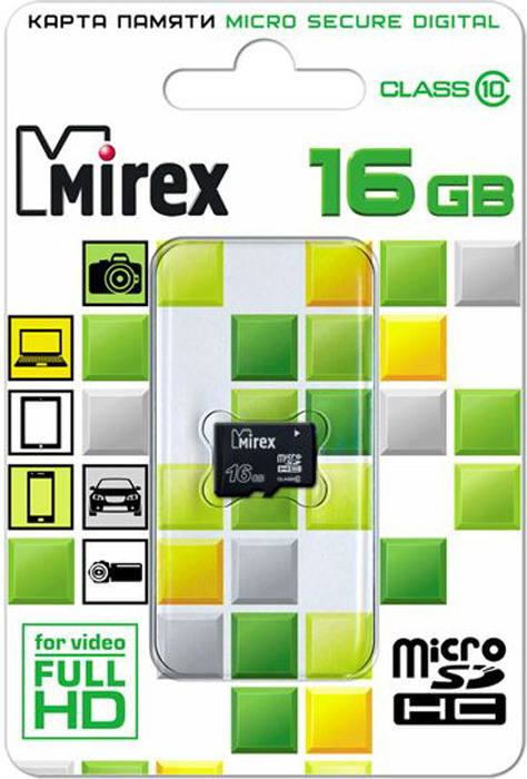 фото Карта памяти Mirex microSD Сlass 10, 13612-MC10SD16, 16GB, black
