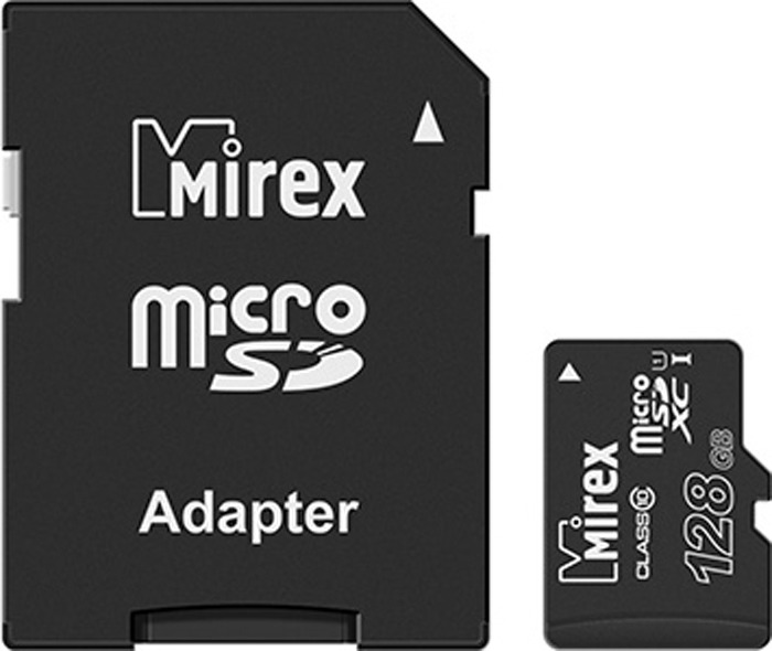 фото Карта памяти Mirex microSD UHS-I Сlass 10, с адаптером, 13613-AD10S128, 128GB, black