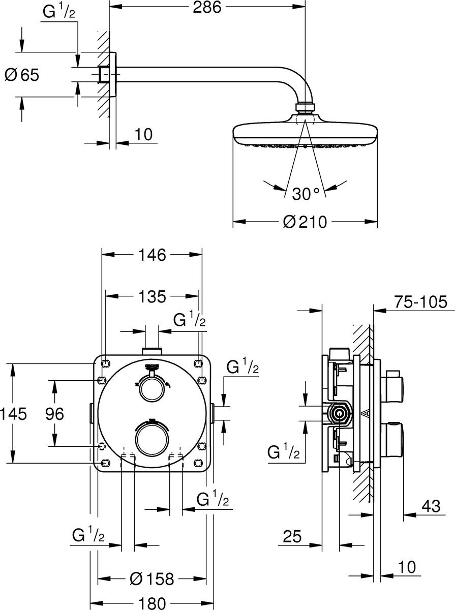 фото Душевой комплект Grohe Grohtherm, 34726000, серебристый