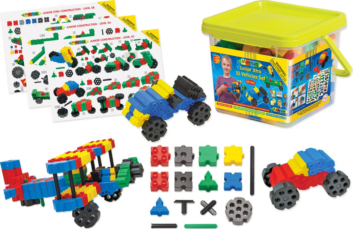 фото Пластиковый конструктор Morphun "Машины Экстра Junior Xtra 10 Vehicles Set", 52101PL