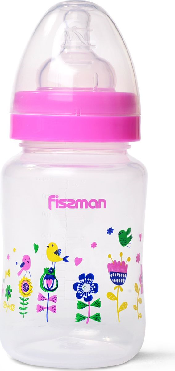 фото Бутылочка для кормления Fissman, с широким горлышком, 6887, розовый, 240 мл