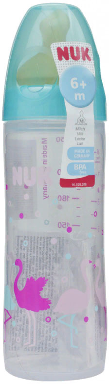 фото Бутылочка для кормления NUK First Choice New Classic, с латексной соской FC, от 6 месяцев, 250 мл, 10741646-Фламинго зеленый