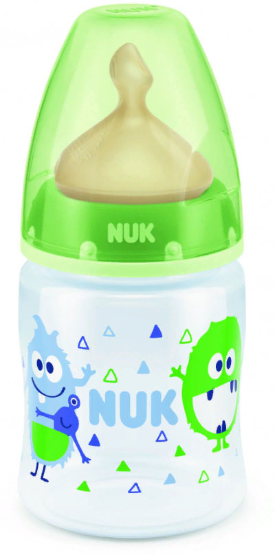 фото Бутылочка для кормления NUK First Choice Plus, с латексной соской, от 0 месяцев, 150 мл, 10743617-Монстры зеленые