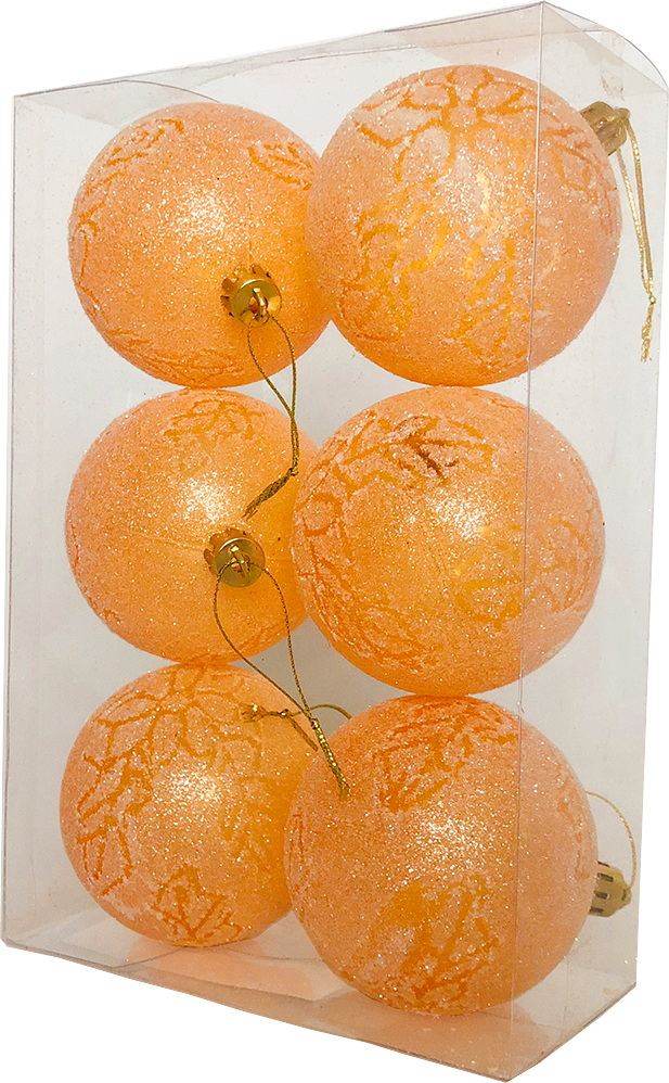 фото Набор елочных шаров Магия праздника, NY034, диаметр 7 см, 6 шт., оранжевый
