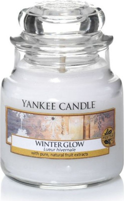 фото Свеча ароматизированная Yankee Candle Winter Glow "Сияние зимы", маленькая, в стеклянной банке, белый, 1342539E, 104 г