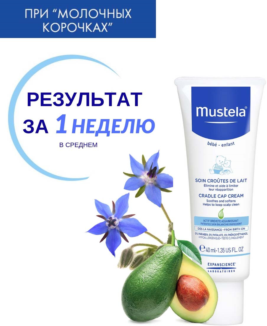 фото Крем для кожи головы Mustela Bebe при молочных корочках, 40 мл