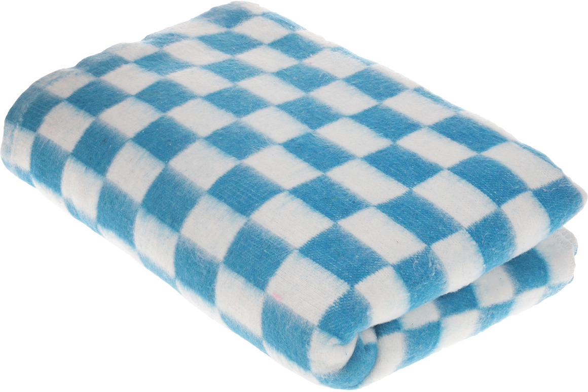 фото Одеяло Bio-Textiles "Клетка", ОБ-1, байковое, голубой