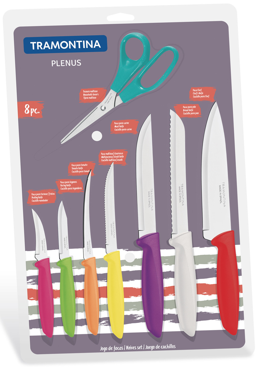 фото Набор кухонных ножей Tramontina Plenus, 23498/917-TR, разноцветный, 8 предметов