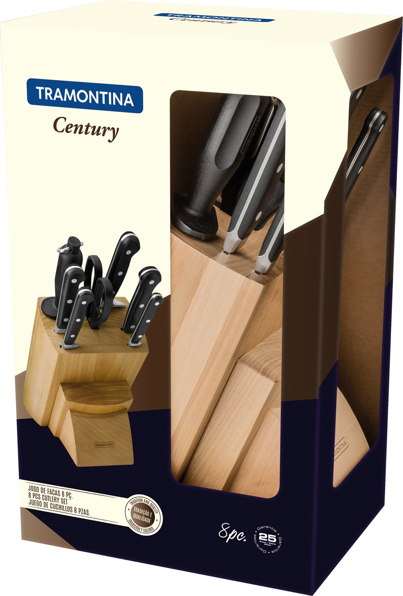 фото Набор кухонных ножей Tramontina Century, 24099/035-TR, черный, 8 предметов