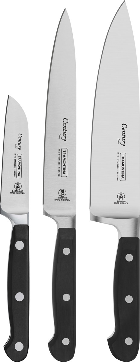 фото Набор кухонных ножей Tramontina Century, 24099/037-TR, черный, 3 предмета