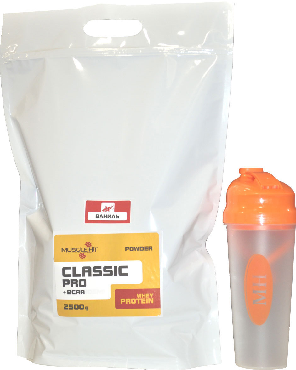 фото Протеин Muscle Hit Classik Pro + BCAA, ваниль, 2,5 кг + шейкер