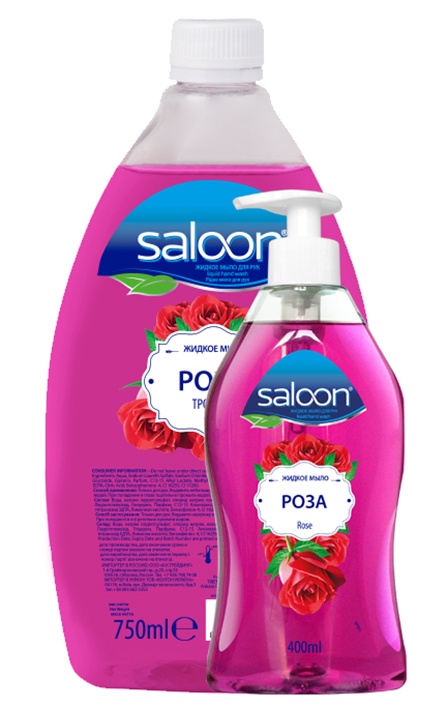 фото Салун Жидкое мыло для рук Роза 400+ 750 мл Saloon