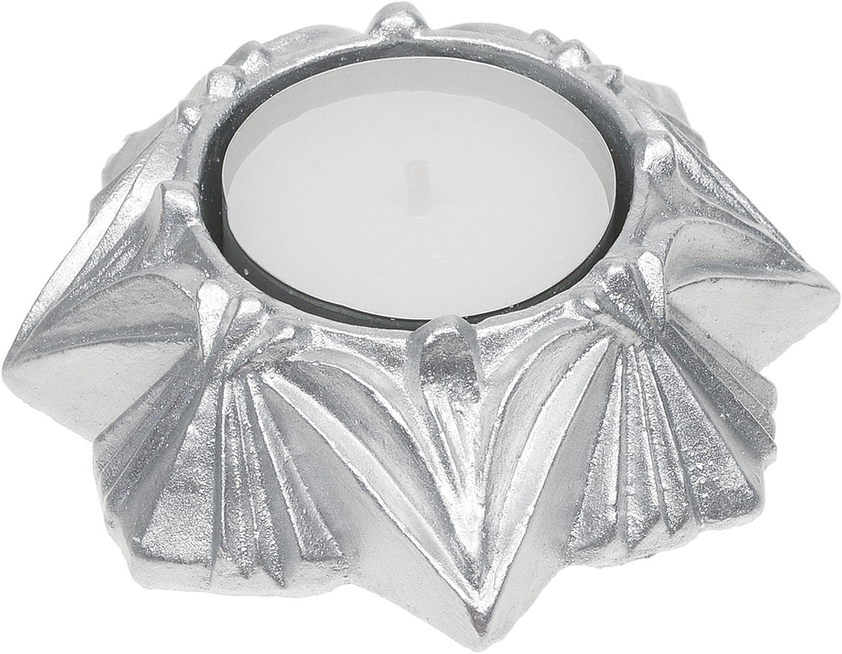 фото Подсвечник Мир свечей "Вифлеемская звезда", со свечой, 70-92/1, серебристый, высота 6 см