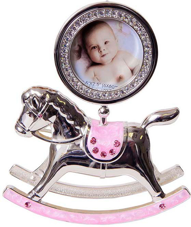 фото Фоторамка Platinum "Лошадка-качалка", со стразами, розовый, 7 х 6 см