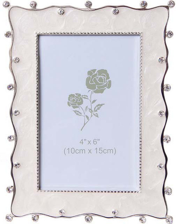 фото Фоторамка Platinum "Цветы", со стразами, PF1894-4, белый, 10 х 15 см