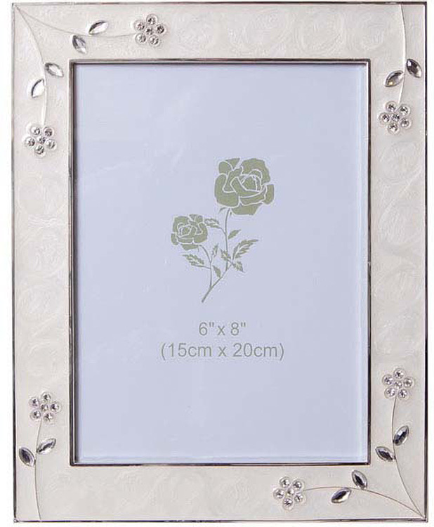 фото Фоторамка Platinum "Цветы", со стразами, белый, 15 х 20 см