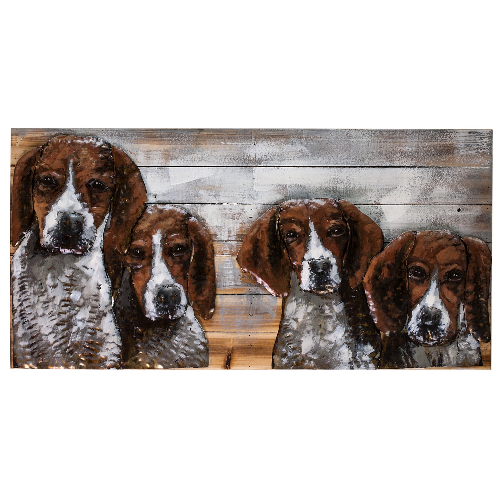 фото Картина Miralight деревянная с металлом L18B28 "Собаки" 100х50 см., Дерево, Металл