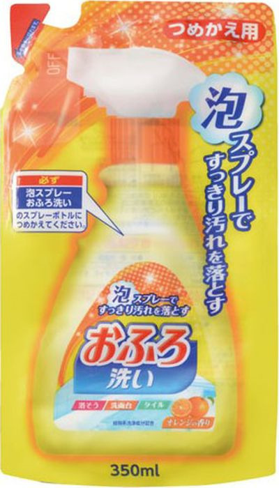 фото Чистящая спрей-пена для ванны Nihon Detergent, 822597, с антибактериальным эффектом и апельсиновым маслом, запасной блок, 350 мл