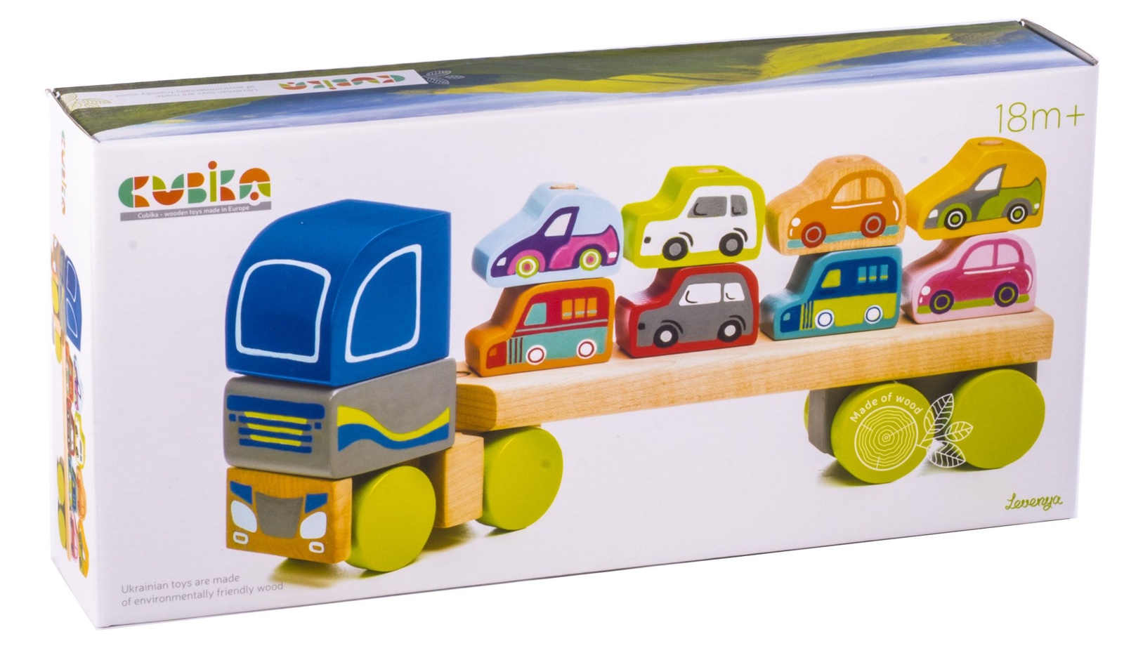Машинка-игрушка Cubika Деревянный грузовик с машинками 13418, 18462