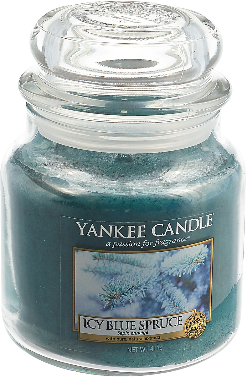 фото Свеча ароматизированная Yankee Candle "Заснеженная ель / Icy Blue Spruce" средняя в стеклянной банке, 1595578E, 411 г