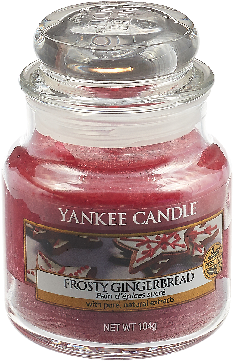 фото Свеча ароматизированная Yankee Candle "Имбирный пряник с глазурью / Frosty Gingerbread" маленькая в стеклянной банке, 1595557E, 104 г